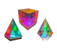 Playlearn 3 Infinity Mirror Style USB Table Lamp Diamond,Pyramid&Cube Shape for Kids Sensory Room Accessories -3D Night Light Hollow Geometric Lamp Ideal for Children Sensory Lights for Bedroom