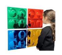 Playlearn 33x33cm Sensory Room Equipment Domed Acrylic Mirror Panel-Set of 4 Sensory Convex Bubble Mirror for Wall-Indoor Sensory Mirrors Visual Play and Exploration for Autism,ADHD