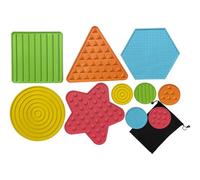 Playlearn 5 x Textured Pads Memory Game Sensory Tactile Floormat Silicone Shape Kits for Sensory Play- Mini Assorted Textured Play Educational Exercise Sensory Pads for Tactile Play -
