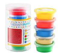 Playlearn 5 x Therapy Putty Squeezable Non-Toxic, Hand Exercise, 5 Strengths Extra Soft/Soft/Soft-Medium/Medium/Firm Individually Colour Coded for Adults & Children 57g (2oz) Tubs -Packaging may vary