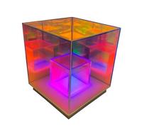 Playlearn Cube Prism Lamp Infinity Mirror Style Holographic Infinity Effect Prism Light Acrylic - 3D Night Light Hollow Geometric Lamp for Kids Sensory Room - Illusion USB Desk Lamp