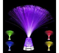Playlearn Fibre Optic Colour Changing Lamp, Crystal Filled Base - 4 Colours Battery Operated, For Kids, Adults - 13 Inch Mood Novelty Lamp Bedroom or