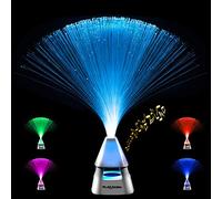 Playlearn Fibre Optic Lamp with Wireless Speaker Fibre Optic Light - USB/Internal Rechargeable Battery Powered - Colour Changing 35cm Mood Lamp
