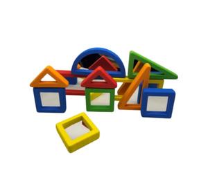 Playlearn Foam Building Block Toys,Mirror Rainbow Sensory Blocks Set,Interactive Stacking Blocks, Children Montessori Toys for Toddlers,Colour Sorting Toys for Kids