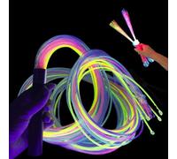 Playlearn Handheld Sensory Lights Fibre Optic LED Whip with UV Coloured Tails -1.5mx 30 Tails 7 Colors and 4 Glowing Modes - 2X Handheld Fibre Optic Light Kit Wand Set