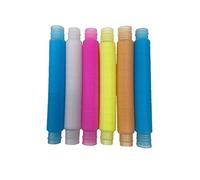 Playlearn Luminous Pop Tubes Fidget Toy for Stress and Anxiety Relief Boys And Girls-6Pcs Sensory Fidget Tubes Elastic Sensory Toy-Pop it Tube for Kids Party Favours