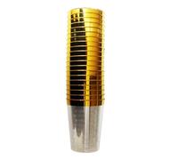 Playlearn Luxia 20-Pack Gold Rim Plastic Cups 10oz Clear, Heavy Duty Disposable Tumblers for Wedding, Cocktails & Elegant Parties