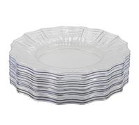 Playlearn Luxia 20Pcs Elegant Reusable Clear Plastic Plates with Ruffled Edge, Crystal Clear Finish, 20 Dessert Plates Set Durable,Plastic Plate Modern Design Tableware for Party & Event