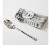 Playlearn Luxia Reusable Silver Plastic Cutlery Spoons, 20pcs Bulk Pack Durable Elegant Cutlery, 17.3cm Heavy Duty Dinnerware for Weddings, Catered Events