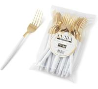 Playlearn Luxia Reusable White and Gold Reusable Cutlery (Fork White Gold)