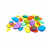 Playlearn Rainbow Stacking Stones Sensory Fidget (30 pcs) - Color Mixing, Light Table Add-On, Water Play, Kid-Safe Acrylic Pebbles