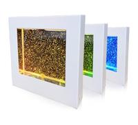 Playlearn Sensory Light 22cm Glitter Filled Square for Kids, LED Color Changing Mood Infinity Light, USB Operated Night Light for Desktop, Bedside Table & Home Decor