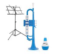 playLITE Hybrid Trumpet by Gear4music Blue + Music Stand & Mute