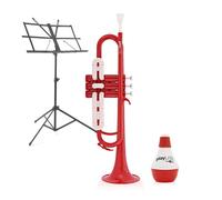 playLITE Hybrid Trumpet by Gear4music Red + Music Stand & Mute