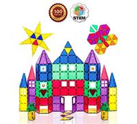 Playmags 100 3D Magnetic Blocks Set - Learn Shapes, Colors, & Alphabets - STEM