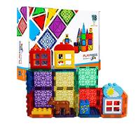 Playmags 18Pcs Magnetic Building Bricks, Exclusive Magnetic Tiles Blocks, Skill Development, Compatible With Leading Building Blocks Ages 3+ (Big Bricks Tiles)