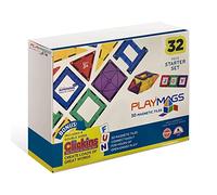Playmags 32-Piece Colorful Tile Set Age 3+, Unique Award-Winning Magnetic Building Tiles for Kids, Creativity, and Educational Building Toys for Children, Magnetic Tiles For Kids STEM Approved