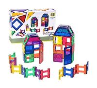 Playmags 48 Piece Set: Now with Stronger Magnets, Sturdy, Super Durable with Vivid Clear Color Tiles