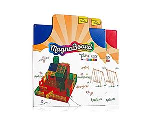 Playmags Building Board for Kids - Strong Magnets Starting Building Plate or Other Magnetic Tiles - Great Add on to Any Magnetic Tile Toy - Only 1 Board Included - Colors May Vary