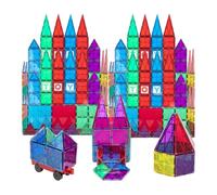 Playmags 50 Pcs Magnetic Tiles Accessory Set - Clear Color Tiles UK