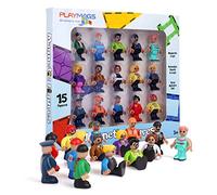 Playmags Magnetic People Figures Set - 15pc Community Little People, Magnet Figures for Kids - Compatible with Magnetic Tiles - STEM Educational Toy for Boys & Girls