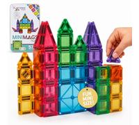 Playmags Mini Magnetic Tiles for Kids 57-Piece Set - Travel Magnetic Blocks