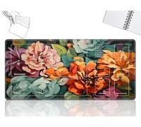 Playmat for MTG Cards Game Mat with Non-Slip Rubber Base Stitched Field Rules Zones Play Mat Desk Mats with Art Watercolour Flowers 24 x 14 inch Mousepad for MTG TCG Card Game Playing for Beginner