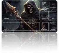 Playmat for MTG Magic Size 24x14 Inch Game Mats Tabletop Magic Play Mats,Premium Smooth Rubber Surface, Mousepad Compatible Qindaiwen for MTG RPG CCG Trading Card Game Play mats, Grim Reaper