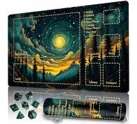 Playmat MTG TCG DND with Storage Bag & 7 Dice Premium Edge-Locking Design Play Mat with Zones for Magic Playmat Gaming Mat (Valley)