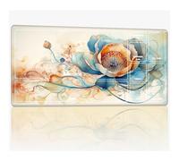 Playmat with Zones for MTG Magic The Gathering, 24 x 14 inches Stitched TCG Card Play Mat Commander Board Game Mats Smooth Rubber Surface Battle Game Desk Mat, Abstract Art Flower