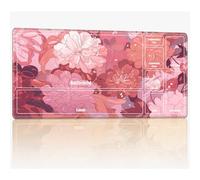 Playmat with Zones for MTG Magic The Gathering, 24 x 14 inches Stitched TCG Card Play Mat Commander Board Game Mats Smooth Rubber Surface Battle Game Desk Mat, Pink Peony