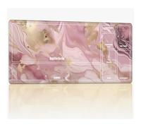 Playmat with Zones for MTG Magic The Gathering, 24 x 14 inches Stitched TCG Card Play Mat Commander Board Game Mats Smooth Rubber Surface Battle Game Desk Mat, Pink Gold Marble