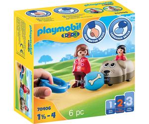 Playmobil 123 Dog Train Car & Figure 6pc 18+ months New Childrens Kids Toy Set