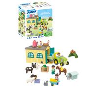 Playmobil 71656 JUNIOR: Farm Adventure with Tractor, Trailer and Animal Friends, educational toy, made from over 90% plant-based plastics, fun playset suitable for children ages 1+