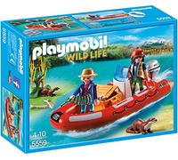 Playmobil 5559 Wild Life Floating Inflatable Boat with Explorers, Fun Imaginative Role-Play, PlaySets Suitable for Children Ages 4+