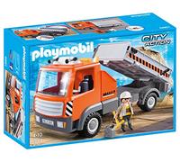 Playmobil 6861 City Action Construction Flatbed Workman's Truck with Tilting Rear Section, Fun Imaginative Role-Play, PlaySets Suitable for Children Ages 4+