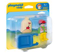 Playmobil 6961 1.2.3 Worker with Wheelbarrow, Fun Imaginative Role-Play, PlaySets Suitable for Children Ages 4+