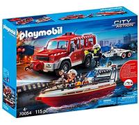 PLAYMOBIL 70054 Fire Brigade Fire Engine with Fire Boat, Multi-Colour