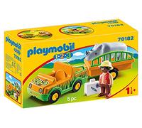 Playmobil 70182 1.2.3 Zoo Vehicle with Rhinoceros, Fun Imaginative Role-Play, PlaySets Suitable for Children Ages 1.5+