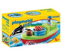 Playmobil 70183 1.2.3 Fisherman with Boat, Fun Imaginative Role-Play, PlaySets Suitable for Children Ages 1.5+