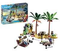 Playmobil 70962 Pirates Promo Pack Pirate Treasure Island with Rowboat, skeleton and firing cannon, toy playset suitable for ages 4+