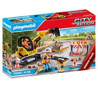 Playmobil 71045 Road Works Construction Zone Promo Pack, road works, building site, construction Toys, digger, Fun Imaginative Role-Play, PlaySets Suitable for Children Ages 4+