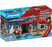 PLAYMOBIL 71193 City Action Take Along Fire Station, Carry Case playset with Fire Station, Helipad, Fire Motorcycle and Fire Team, action playset for children ages 4 years+