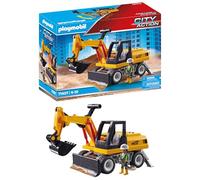 Playmobil 71407 Excavator with shovel, 360° rotating superstructure and support feet, toy playset suitable for ages 4+
