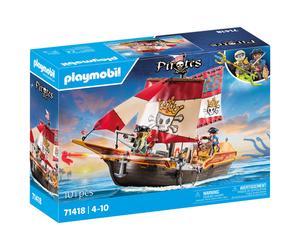 Playmobil 71418 Pirates: Small Pirate Vessel, exciting adventures on the high seas, complete with extensive accessories, fun imaginative role-play, pl