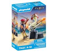 PLAYMOBIL 71421 Pirates: Pirate vs. Deeper - Cannon Master, fantasy pirate world, fun imaginative role-play, playsets suitable for children ages 4+