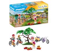 Playmobil 71426 Family Fun Mountain Bike Tour, camping, family trip, with three bikes, helmets, backpack full of snacks and supplies, fun imaginative role-play, playsets suitable for children ages 4+