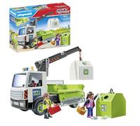 Playmobil 71431 City Action Glass Recycling Truck with Container, city cleaning driver, numerous glass bottles, fold-up loading area, fun imaginative role-play, playsets suitable for children ages 4+