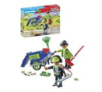 Playmobil 71434 City Action Street Cleaning Team, city cleaning, figures and rubbish bin for pushing along, educational toy, fun imaginative role-play, playsets suitable for children ages 4+