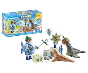 Playmobil 71448 My Life: Keeper with Animals, birthday party with two seals and a baby seal, fun imaginative role-play, artistic play sets suitable for children ages 4+